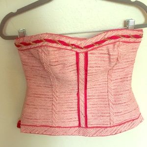 White House Black Market pink chain bustier top